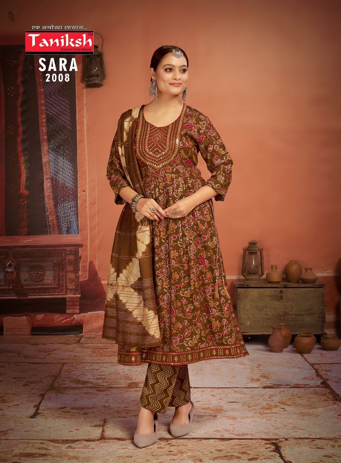 Taniksh Sara Vol 2 Embroidery Rayon Naira Cut Kurti With Bottom Dupatta
